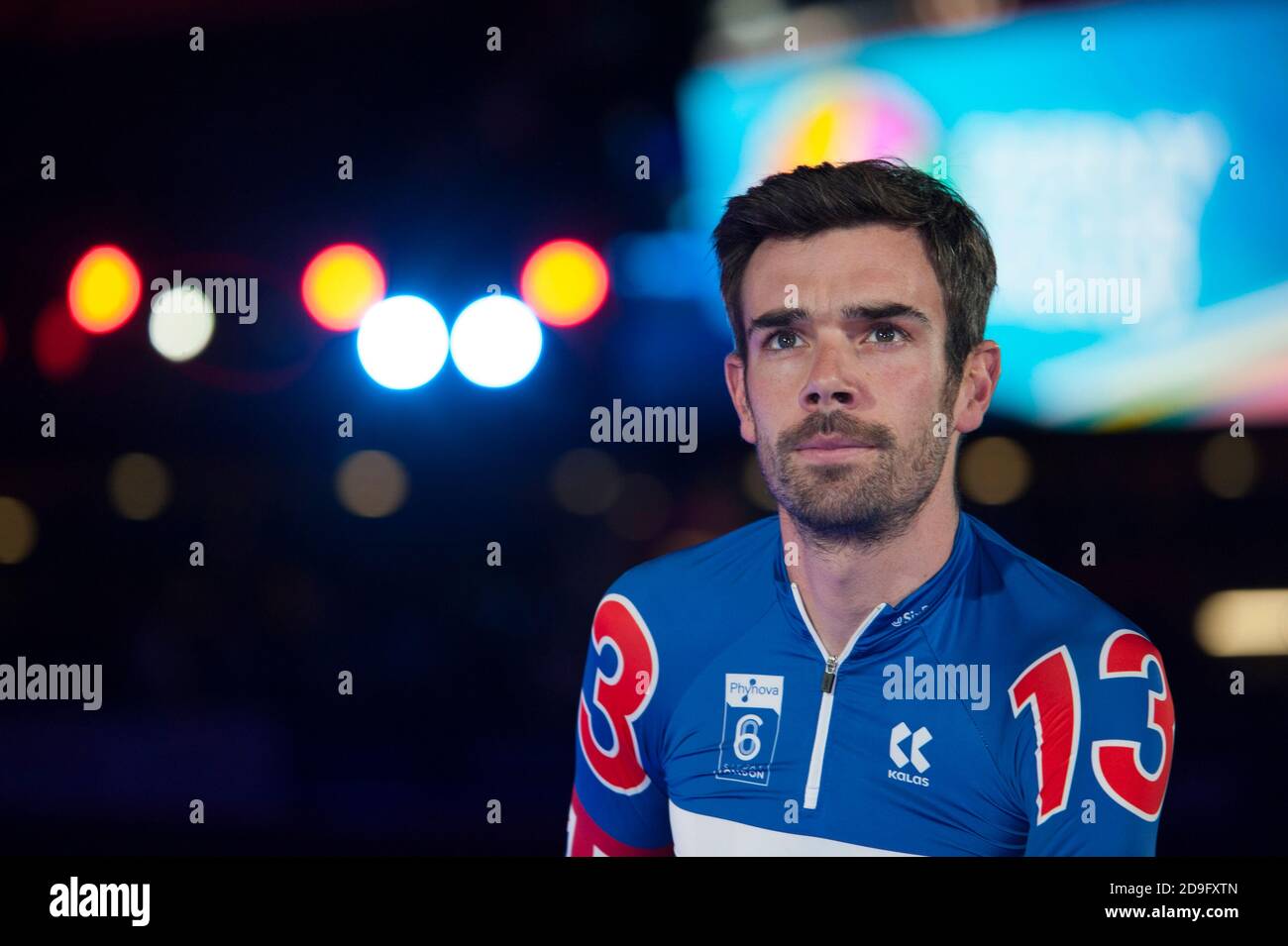 Andy Tennant. Riders were taking part in the Six Day track championship at Lee Valley Velodrome, London Stock Photo