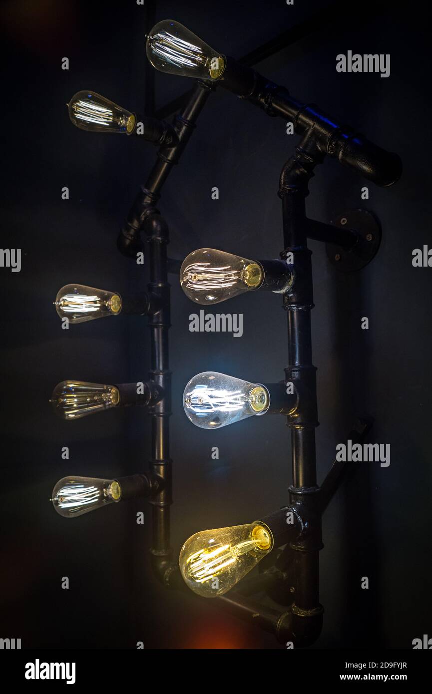 Various light bulbs colored Stock Photo Alamy