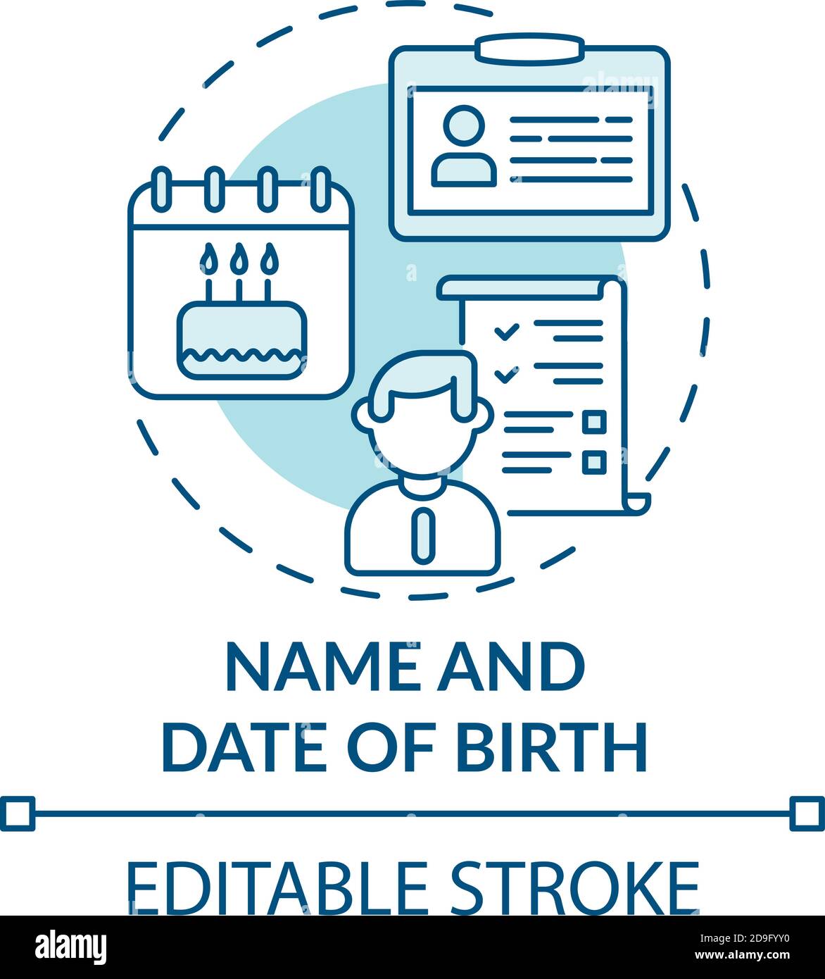 Name And Date Of Birth Concept Icon Stock Vector Image Art Alamy