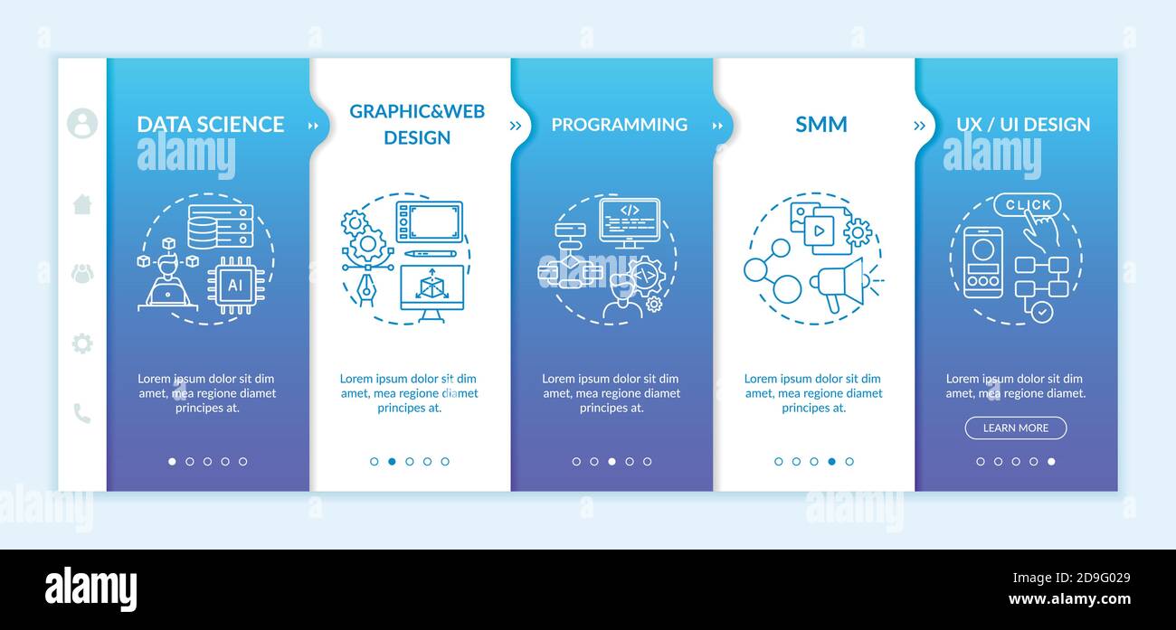 Top careers in IT for creative thinkers onboarding vector template Stock Vector