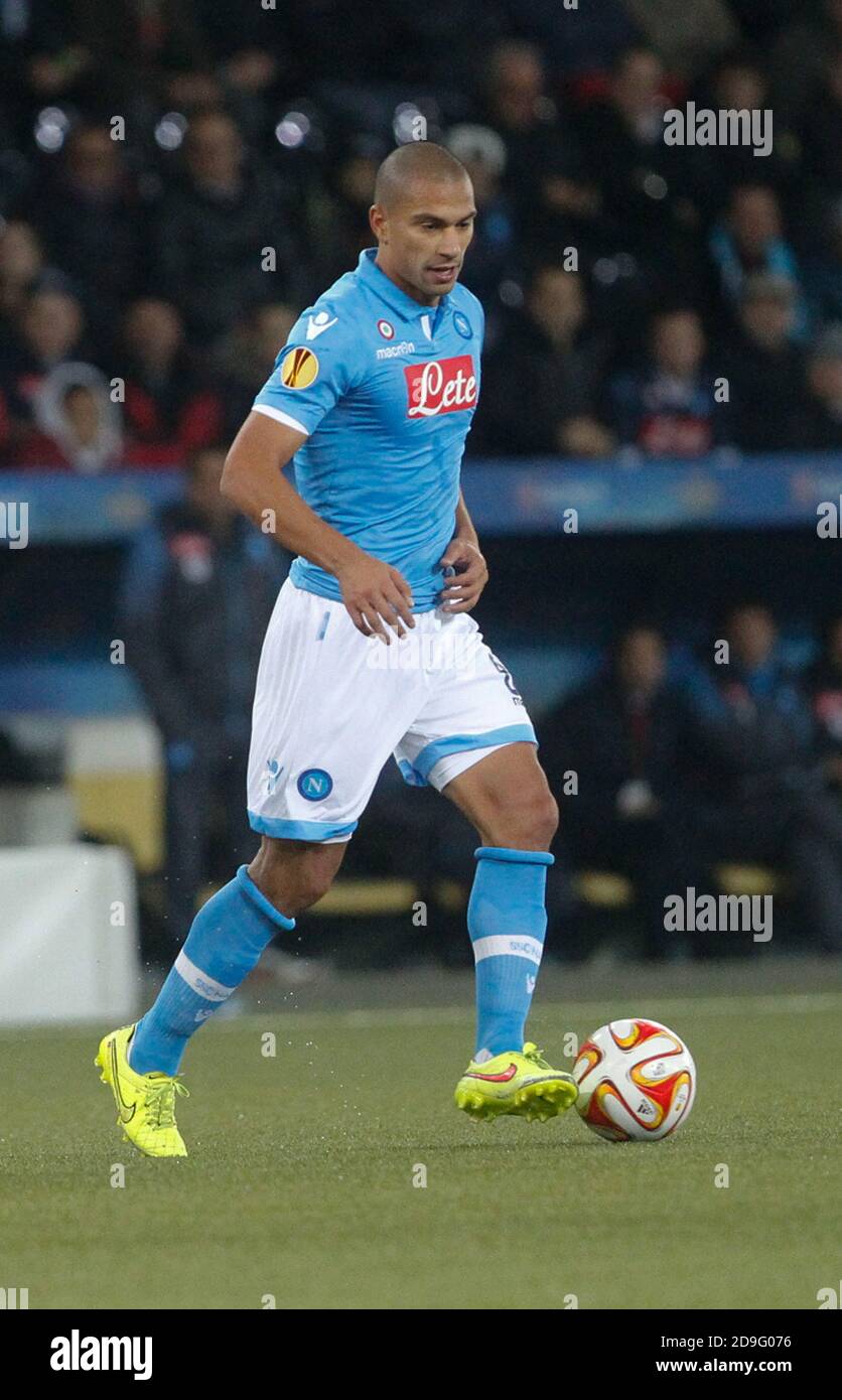 Gökhan Inler of S.S.C. Napoli during the Europa League  2014 - 2015 Young Boys Berne - S.S.C. Napoli , Stade de Suisse  on October 23 2014 in Berne ,Suisse- Photo Laurent Lairys/ DPPI Stock Photo