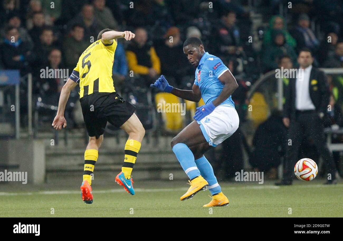 Duván Zapata of S.S.C. Napoli and Steve von Bergen of Young Boys Berne during the Europa League  2014 - 2015 Young Boys Berne - S.S.C. Napoli , Stade de Suisse  on October 23 2014 in Berne ,Suisse- Photo Laurent Lairys/ DPPI Stock Photo
