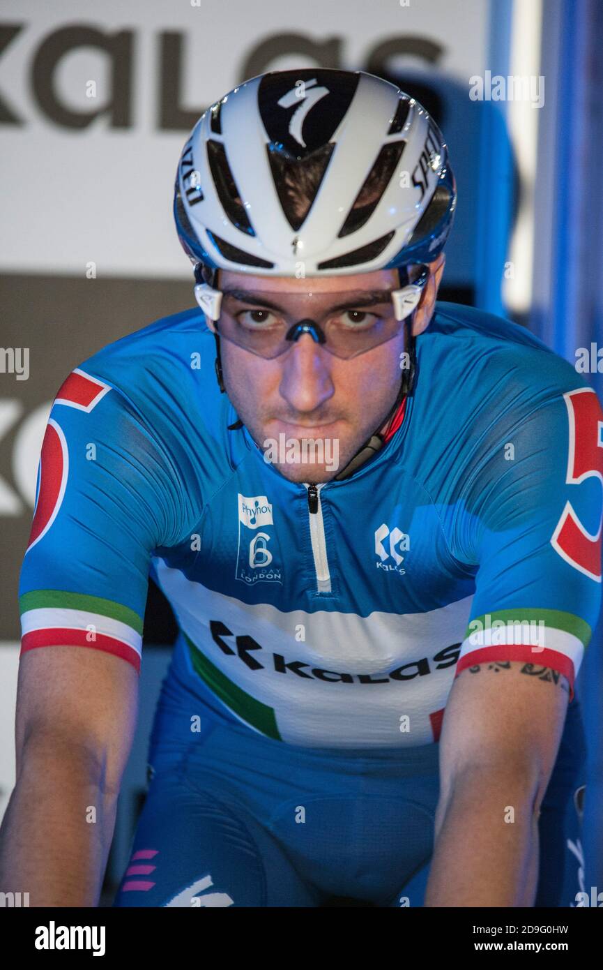 Riders were taking part in the Six Day track championship at Lee Valley Velodrome, London Stock Photo