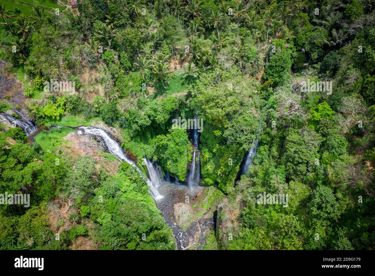 aerial view of waterfall in the jungle Stock Photo