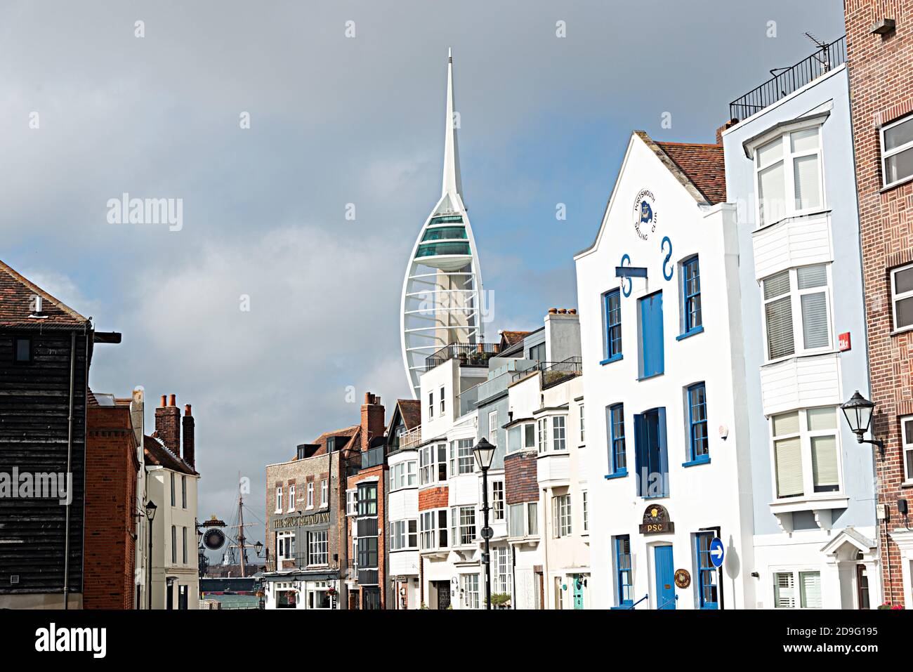 Old Portsmouth with the Spinnaker Tower behind, Portsmouth, England, UK Stock Photo