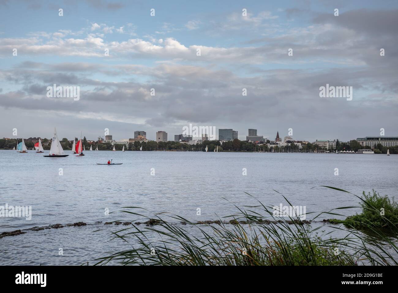 Aussen-Alster lake in Hamburg, Germany Stock Photo