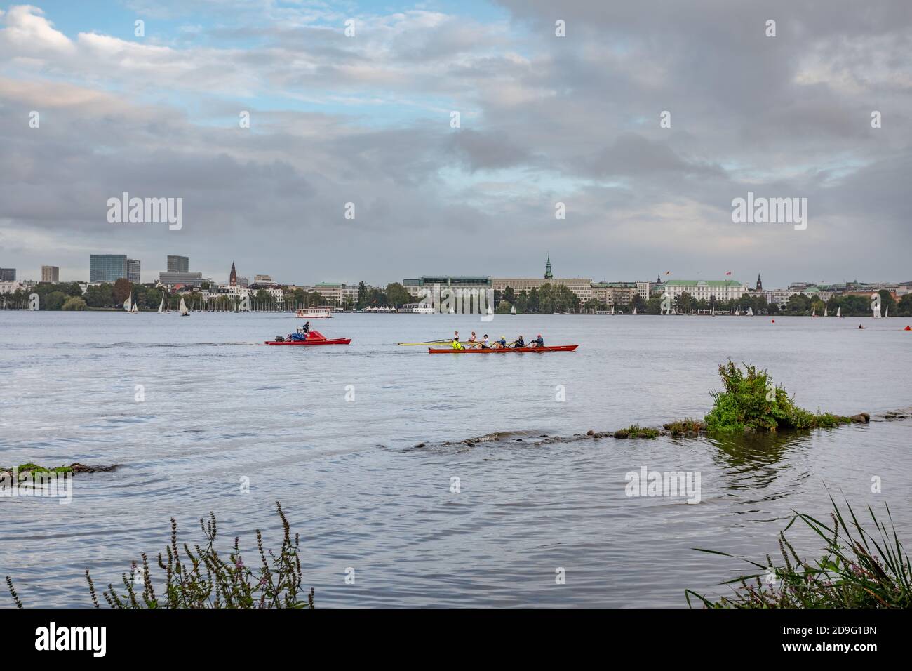 Aussen-Alster lake in Hamburg, Germany Stock Photo