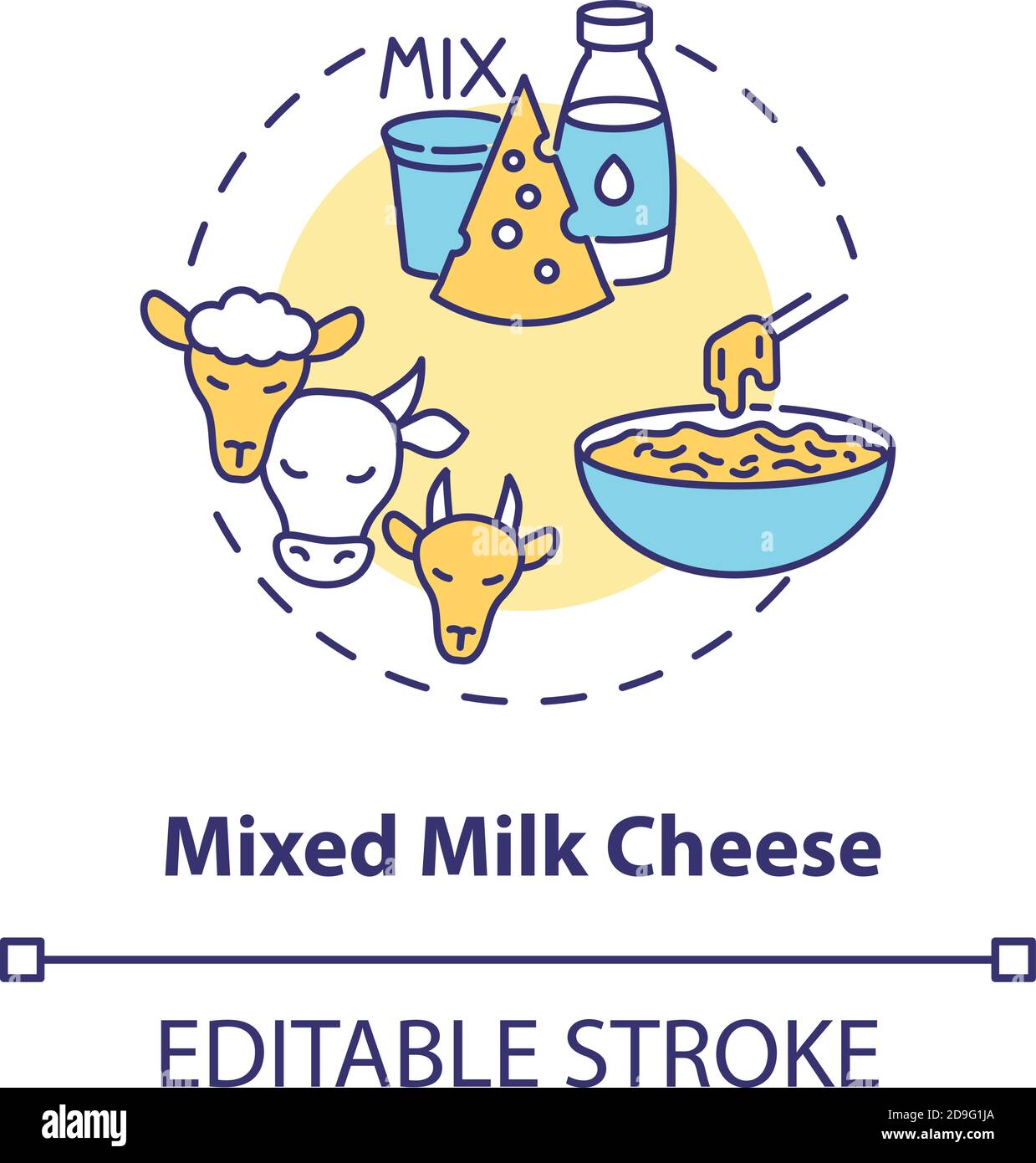 Mixed milk cheese concept icon Stock Vector Image & Art Alamy