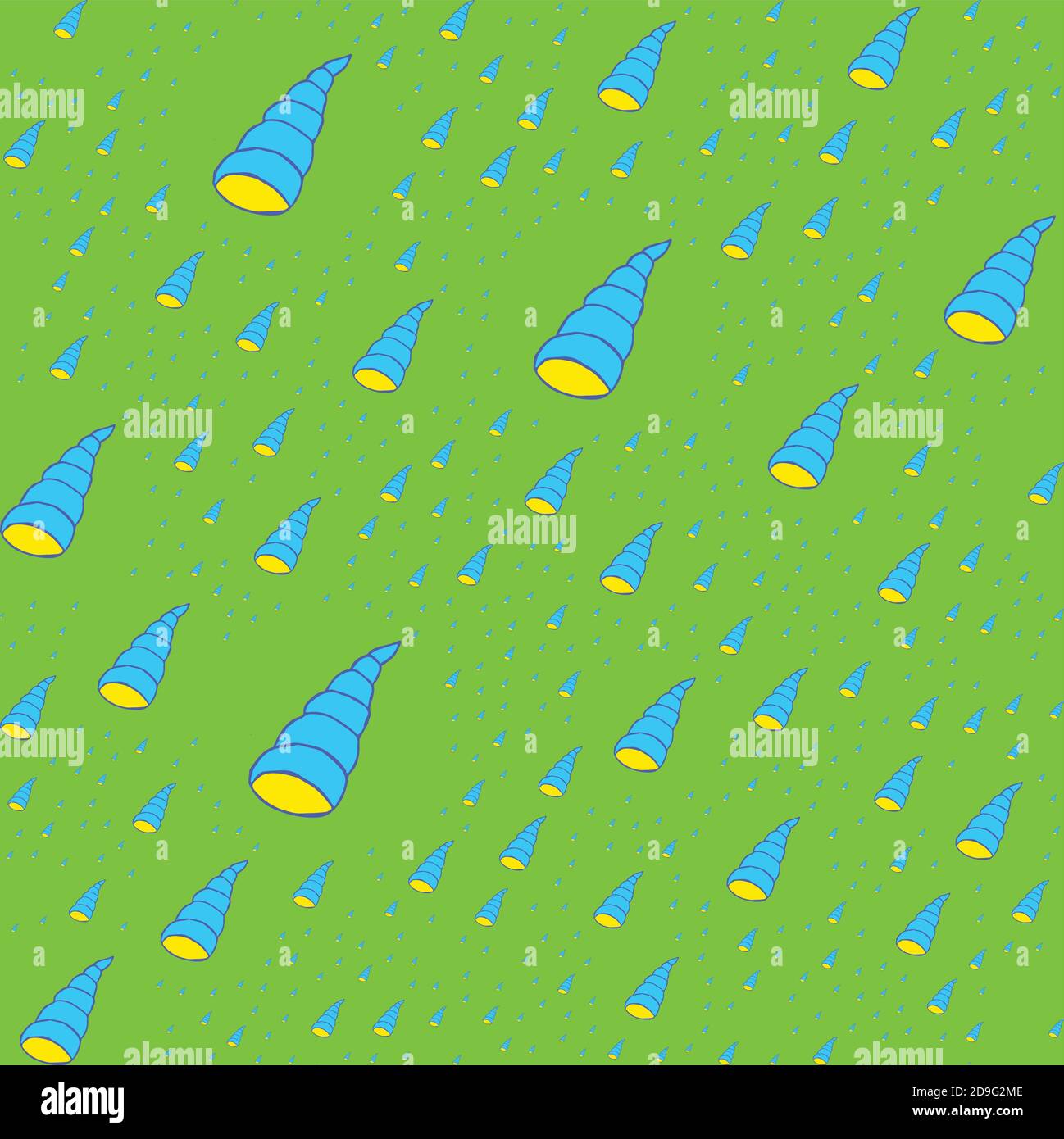 Seashell seamless pattern on the green background Stock Vector