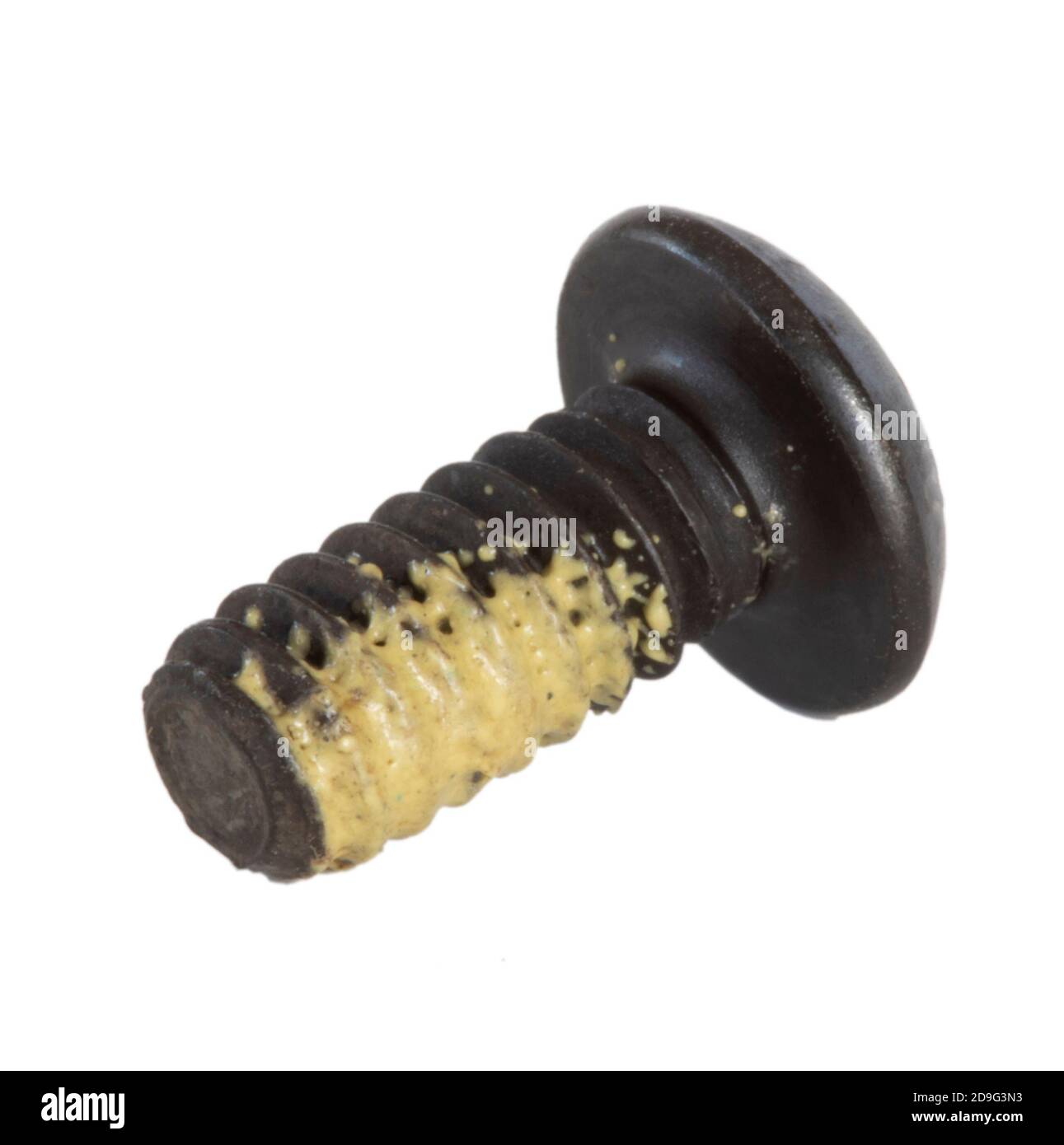 Thread locking compound on a black bolt isolated on white Stock Photo Alamy