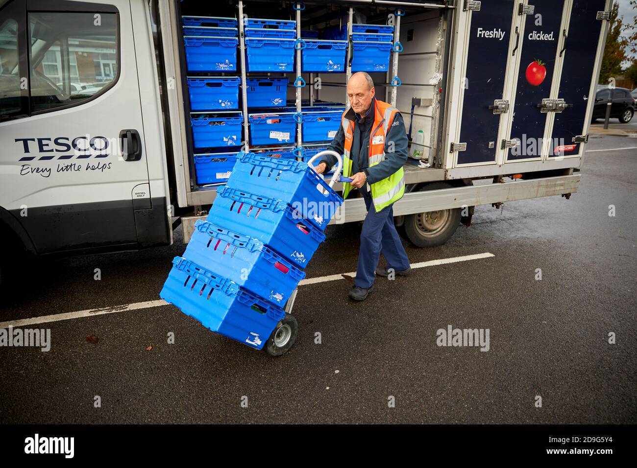 TESCO home delivery service using vans Stock Photo
