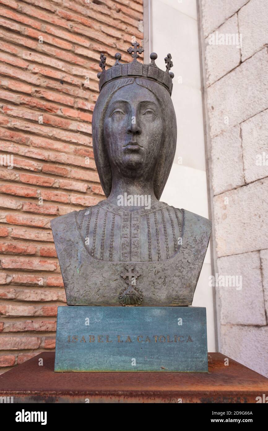 Queen Isabella I of Castile bust. House Museum of Columbus, Valladolid, Spain Stock Photo