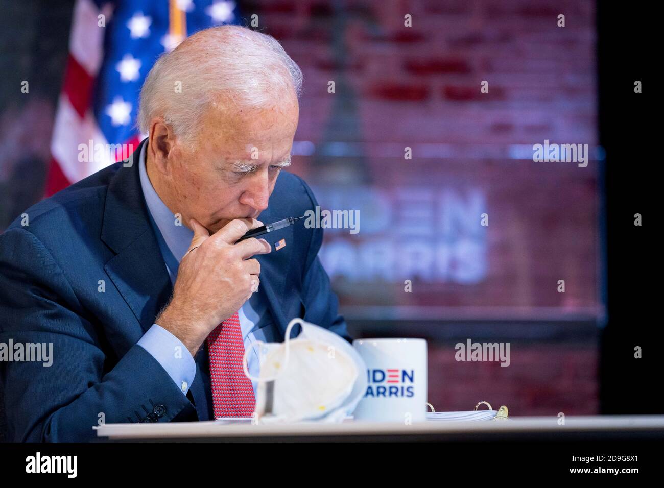 WILMINGTON, DE, USA - 28 October 2020 - US presidential Democratic candidate Joe Biden at a COVID-19 briefing in Wilmington, Delaware, USA during the Stock Photo