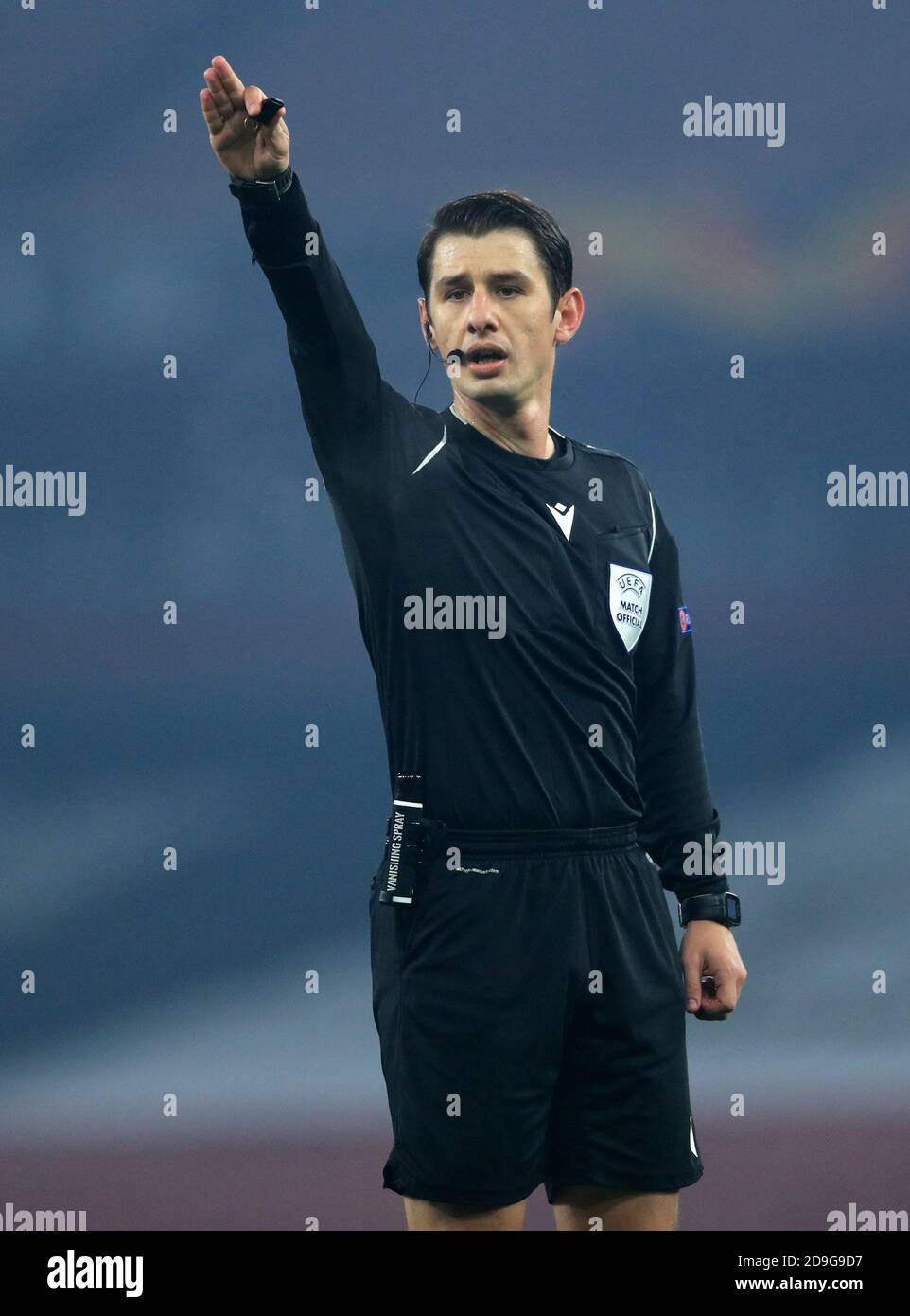 Match referee Halil Meler during the UEFA Europa League Group B match at the Emirates Stadium, London. Stock Photo