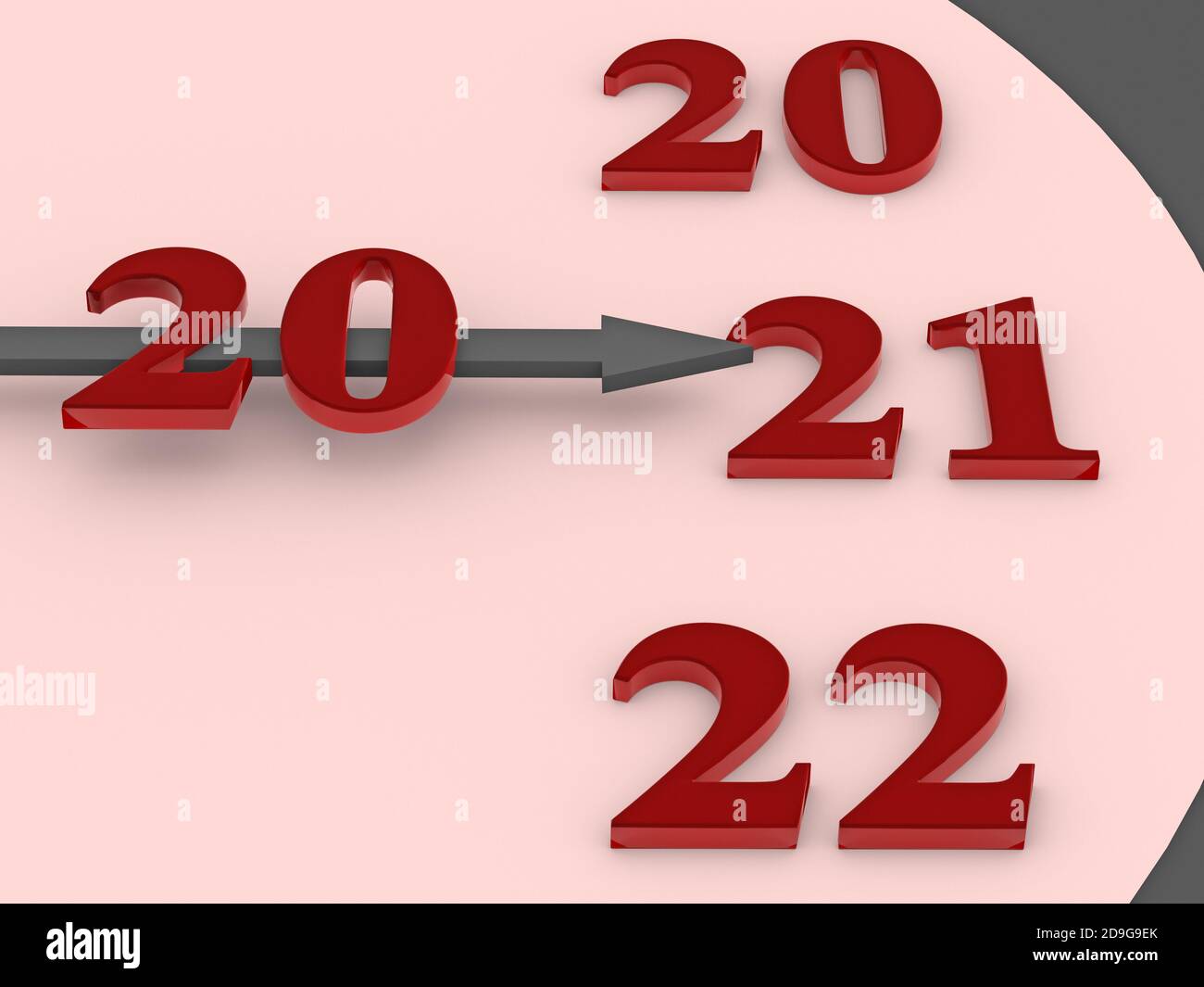 New year concept. The clock arrow points to the figure 2021. 3d rendering Stock Photo