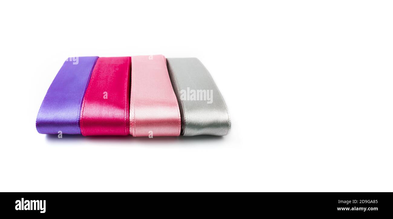 Four ribbons of different colors isolated on white Stock Photo - Alamy