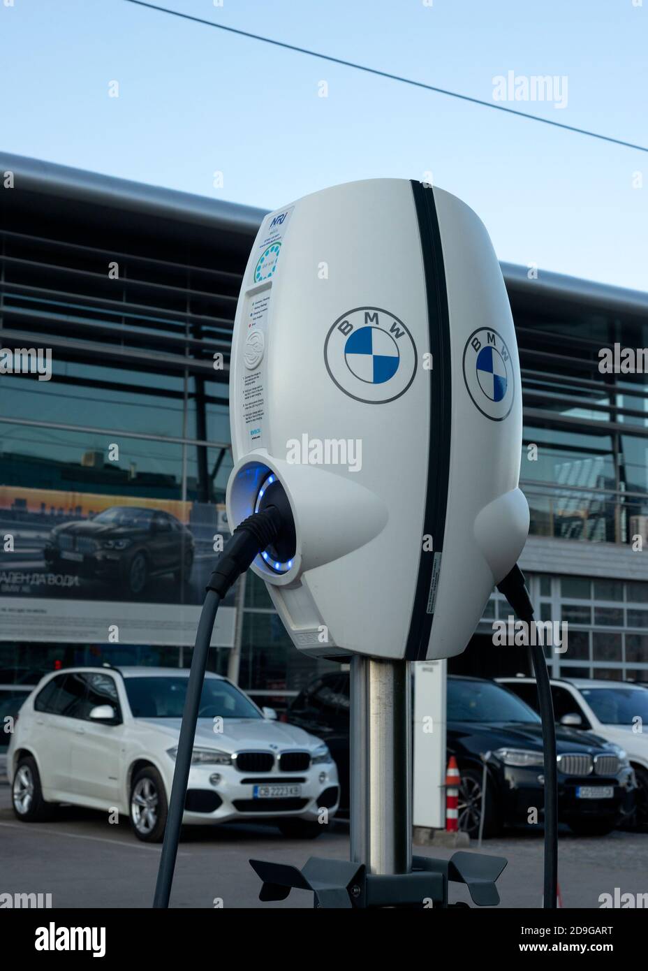 22 kW Evbox charging point or electric car charging station at the BMW and Mini main dealership store and headquarters in Sofia Bulgaria Europe Stock Photo