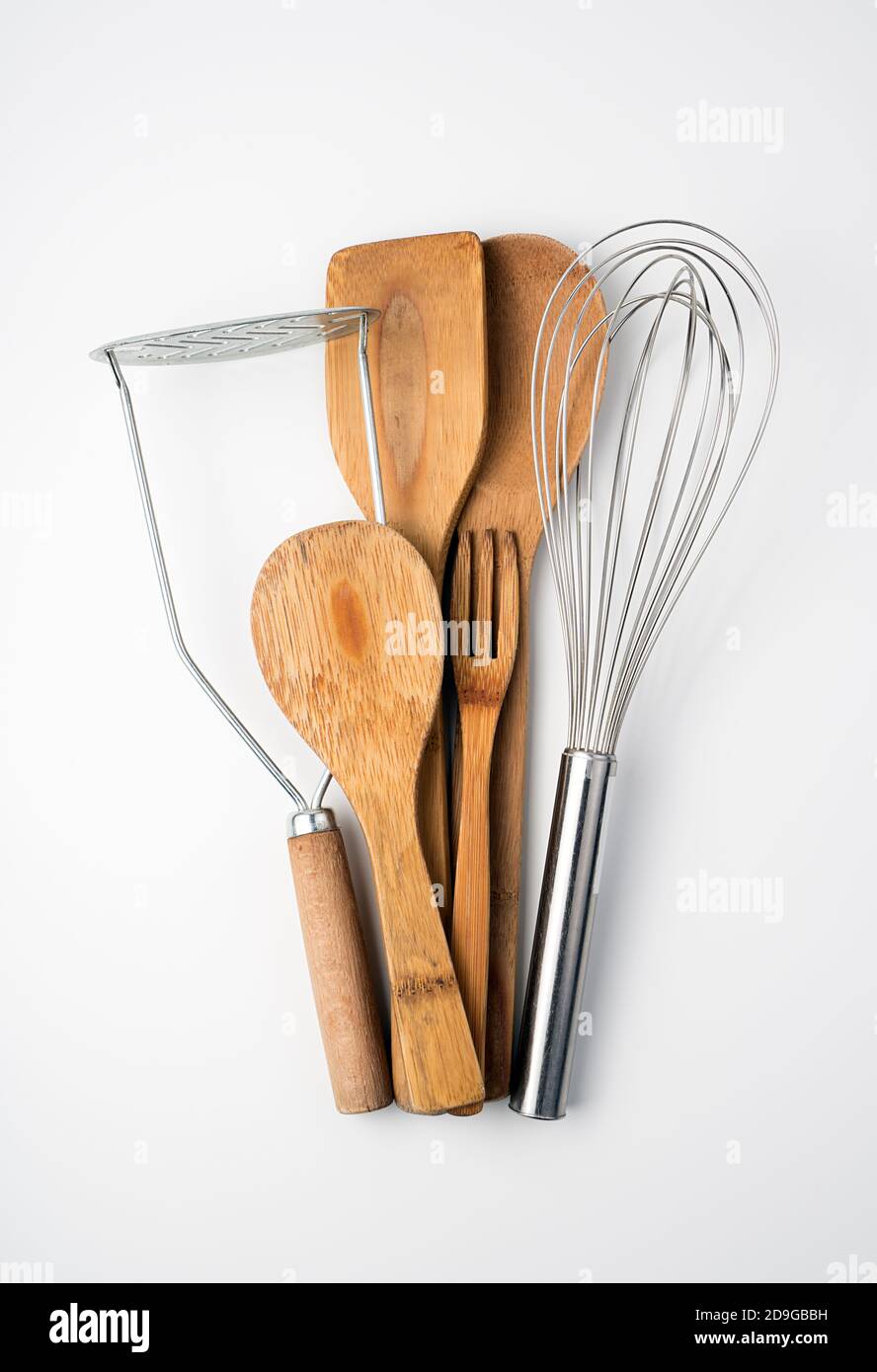 Set of kitchen utensils on a light background Stock Photo - Alamy