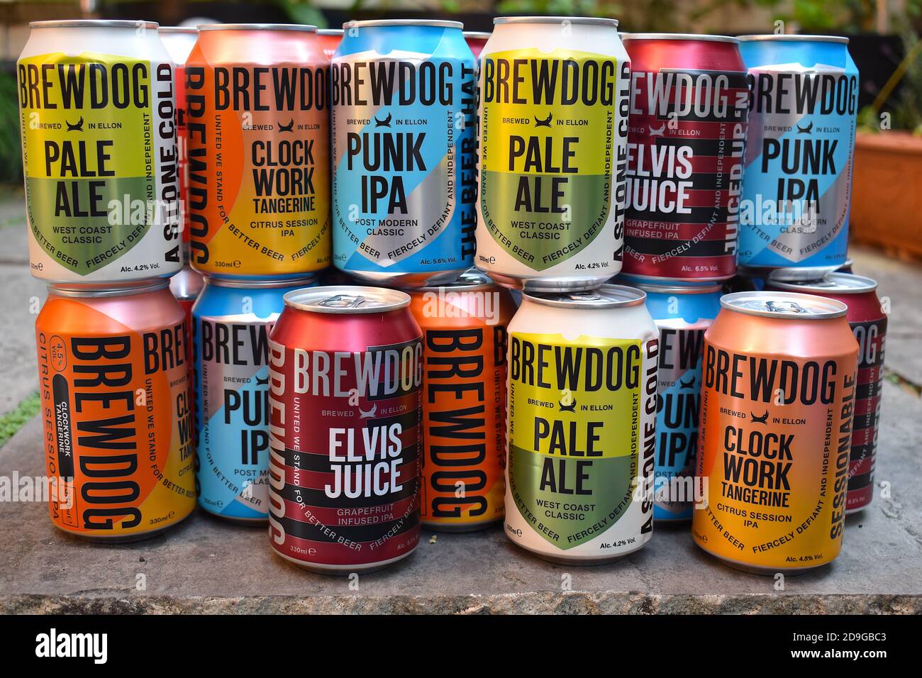 The Ellon Sottish brewery signature Punk IPA is a top seller. BrewDog has beer bars in England US TV show and the first craft beers hotel the Doghouse Stock Photo