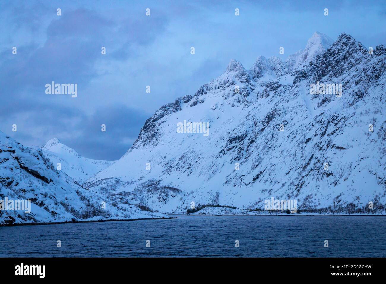 very tight Trollfjord in the Raftsund, North Norway Stock Photo Alamy