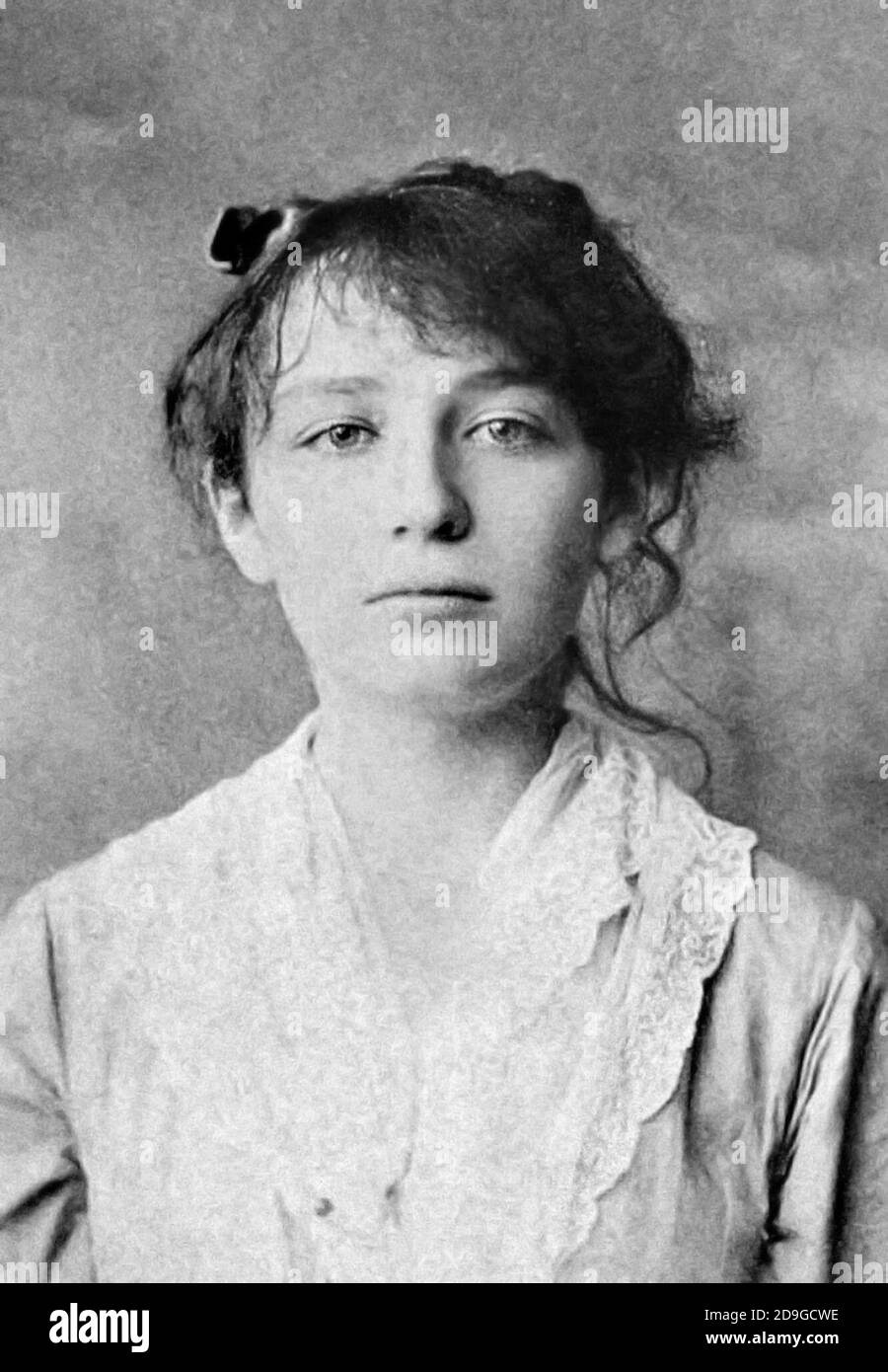 Camille Claudel. Portrait of the French sculptress, Camille Rosalie Claudel (1864-1943), c.1881 Stock Photo