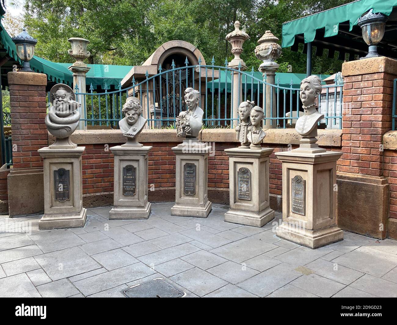 Orlando,FL/USA10/21/20 The statues of ghosts outside of the Haunted