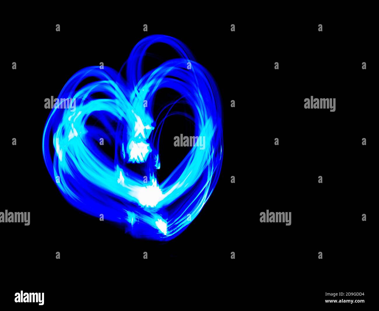 Blue Heart - Long exposure painting Stock Photo