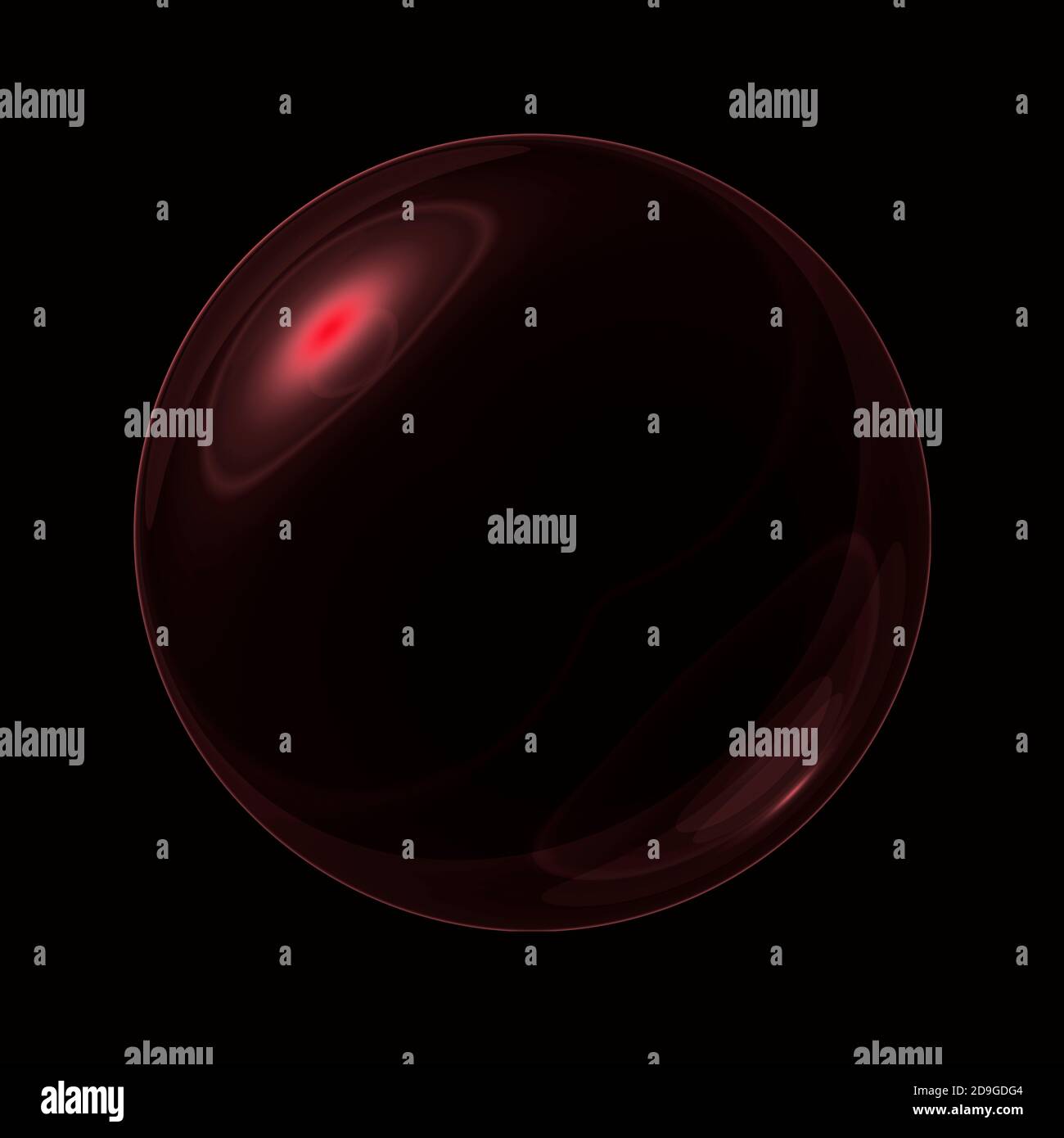 transparent ball with red tones on a black background Stock Photo