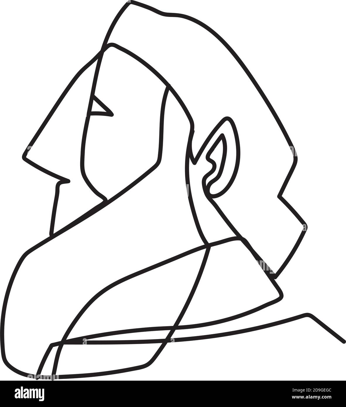 senior man with beard profile, continuous line style vector ...