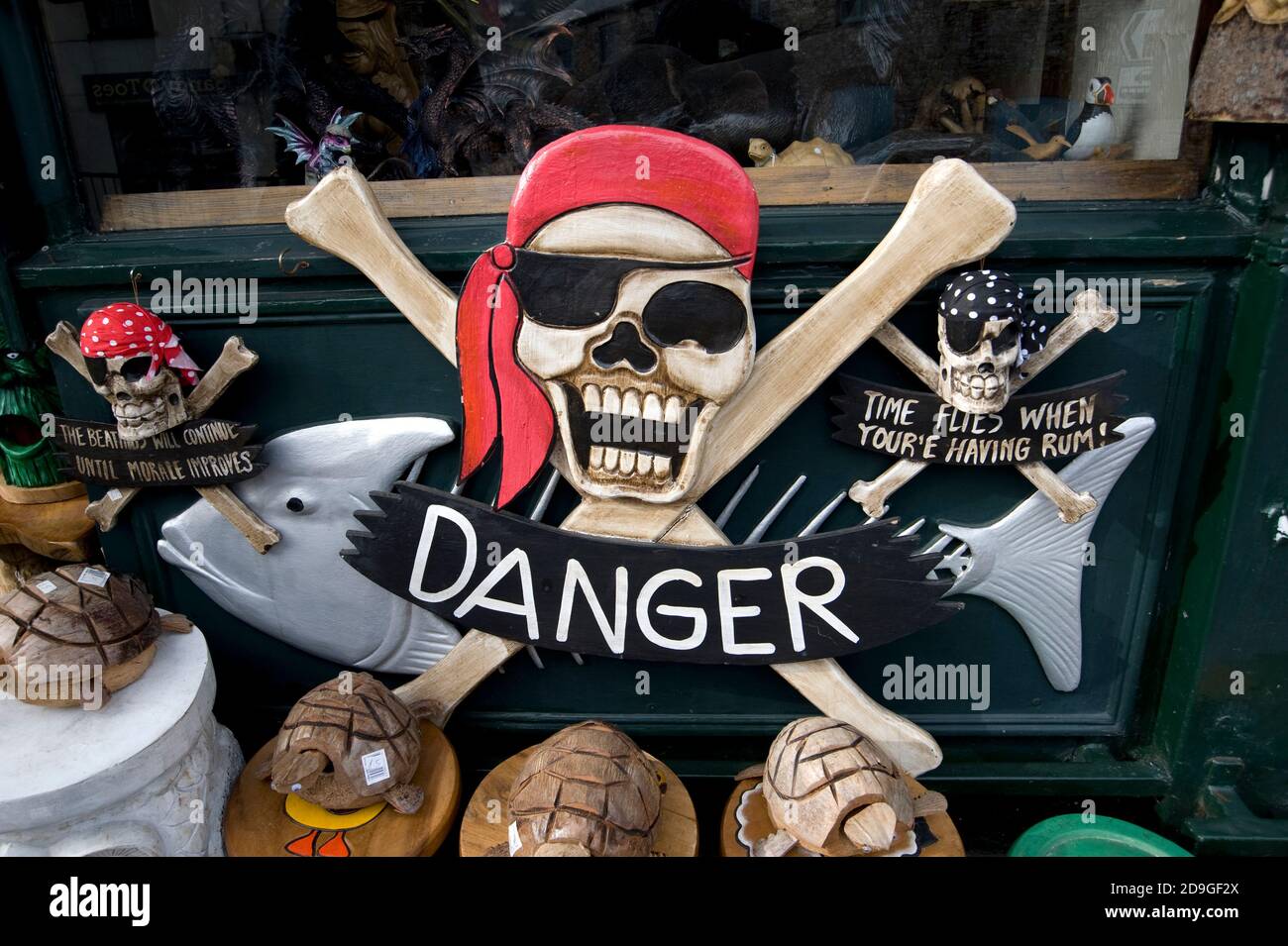 Pirate Sign In A Shop Window In Brixham Devon England UK Stock Photo ...