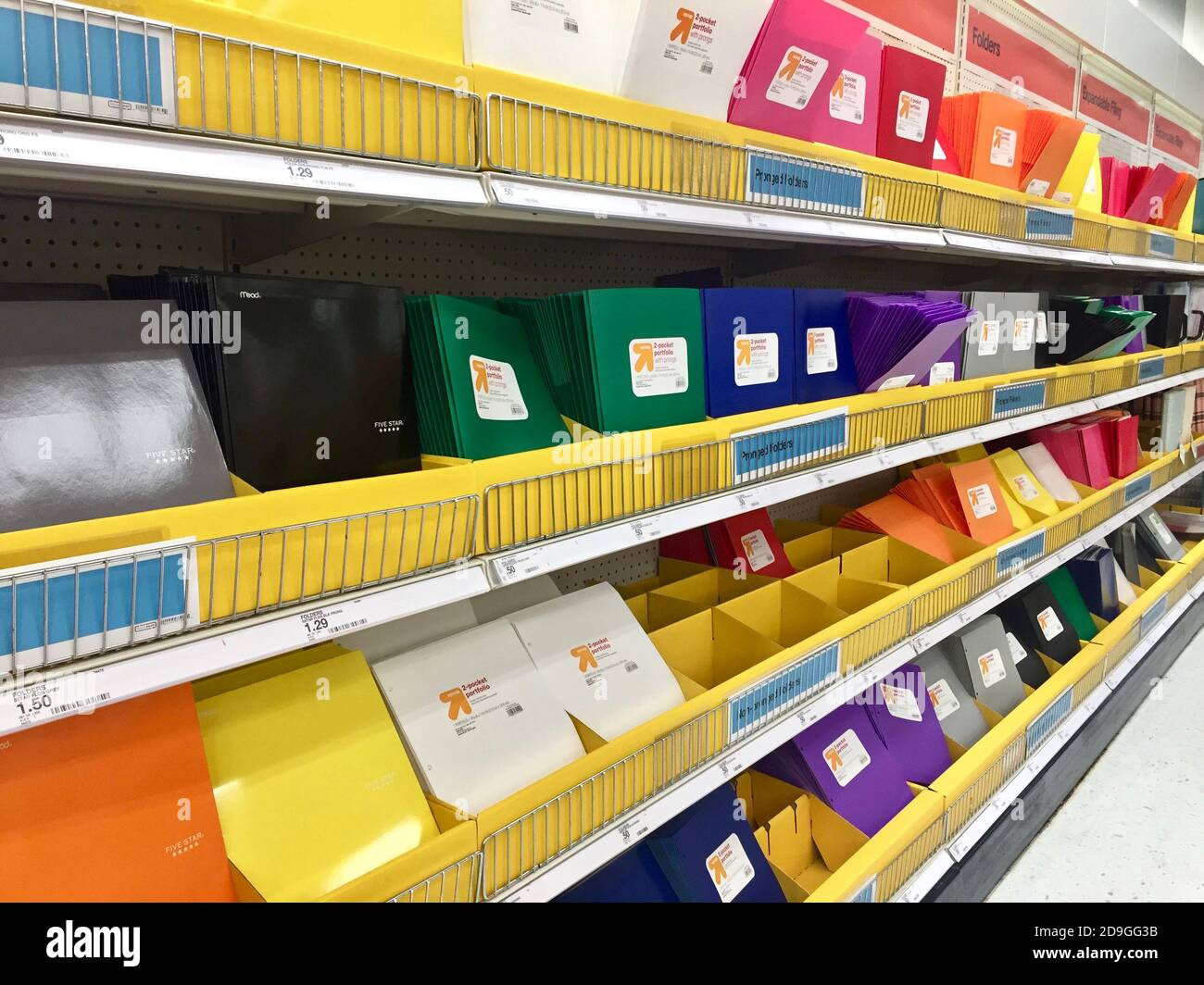 School supplies on a store shelf Stock Photo