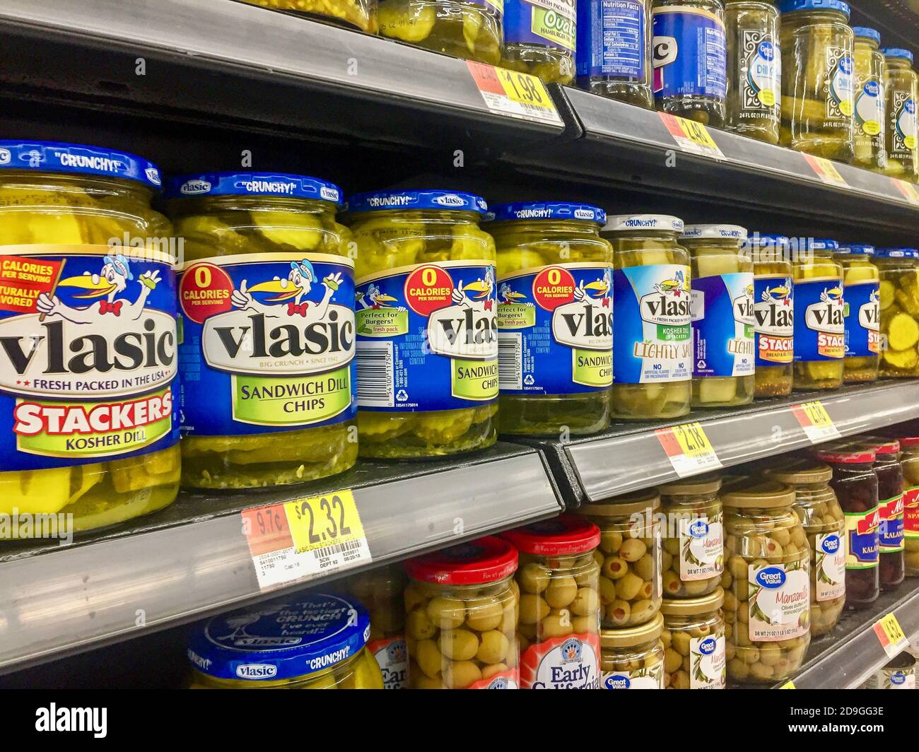 Vlasic Pickles on a Walmart store shelf Stock Photo