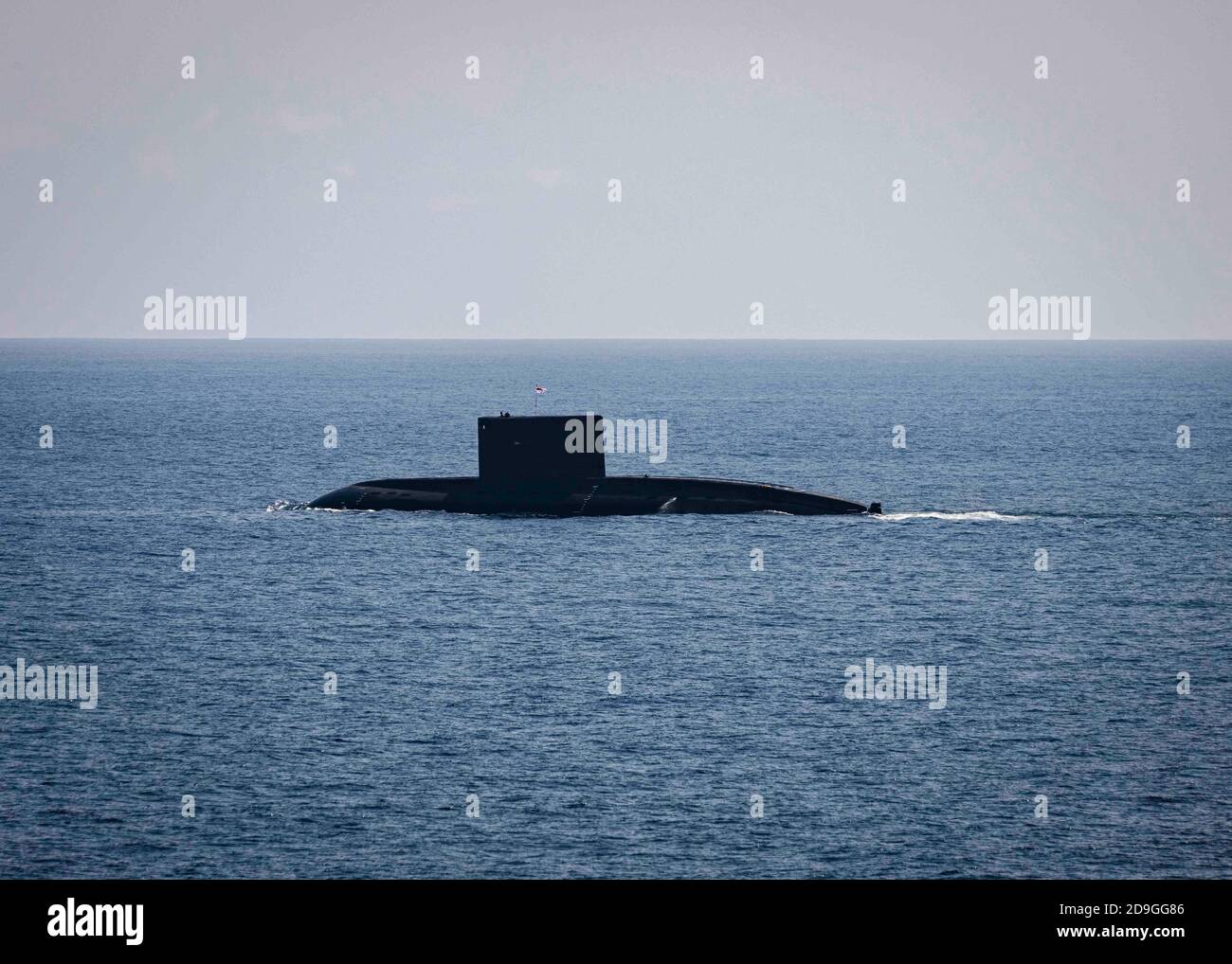 The Indian Navy Sindhughosh-class submarine INS Sindhuraj during exercise Malabar 2020 November 4, 2020 in the Indian Ocean. Stock Photo