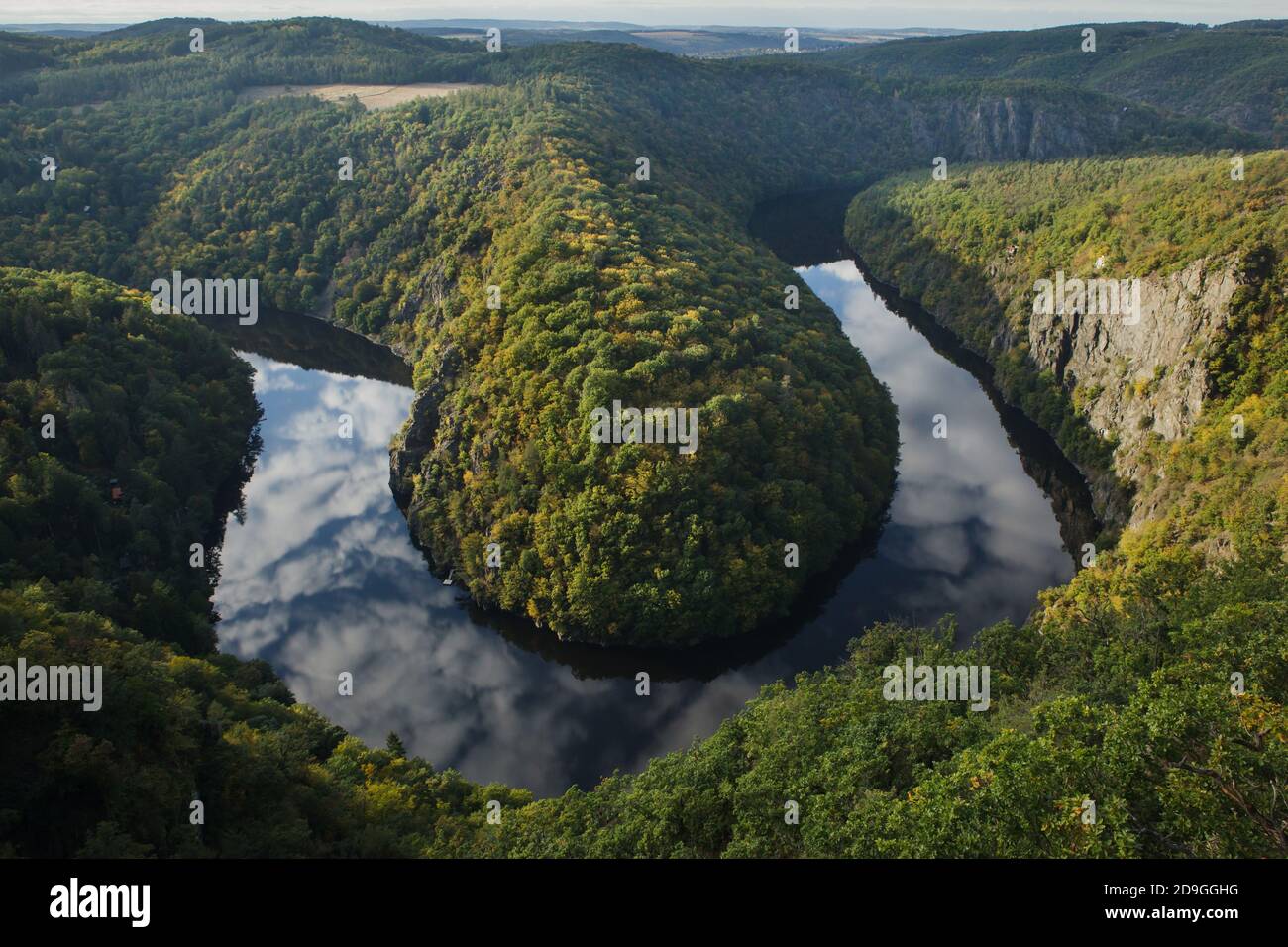 Vltava River pictured from the Máj Lookout (Vyhlídka Máj) near the village of Teletín in Central Bohemia, Czech Republic. Stock Photo