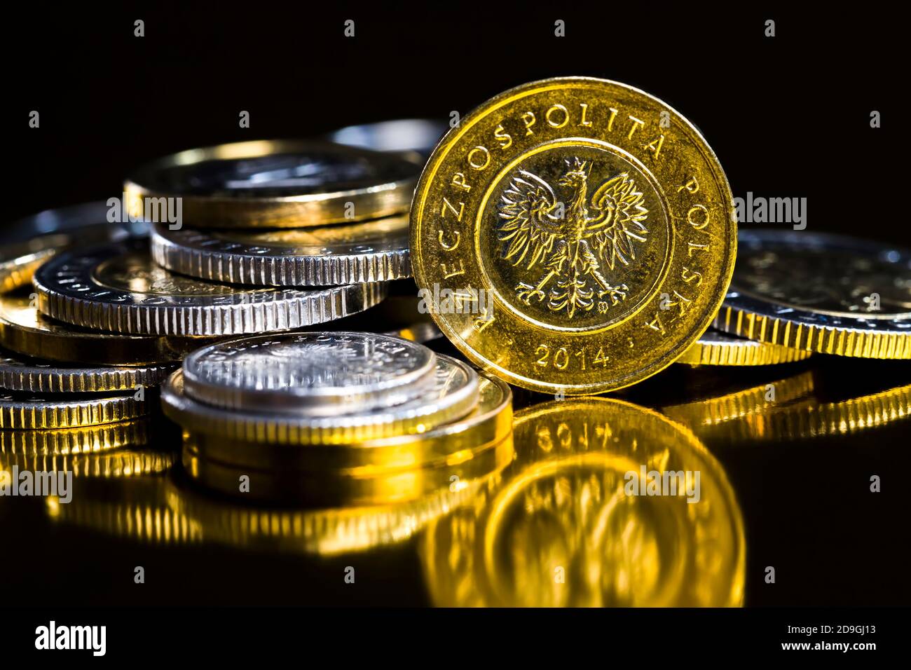 Polish zlotys in the form of metal coins Stock Photo Alamy