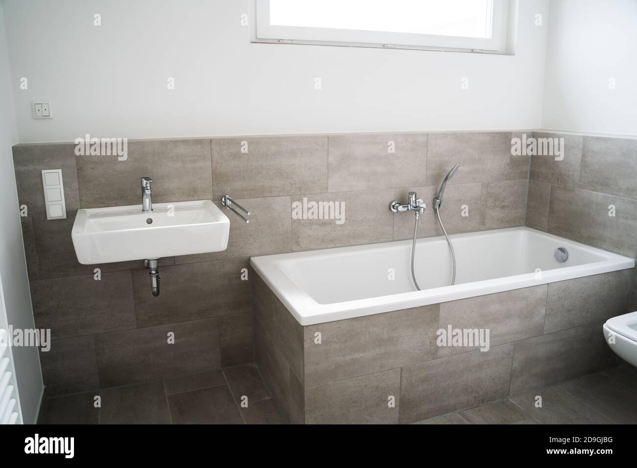 Light Bathroom Appartment Home Interior. Modern Design Stock Photo