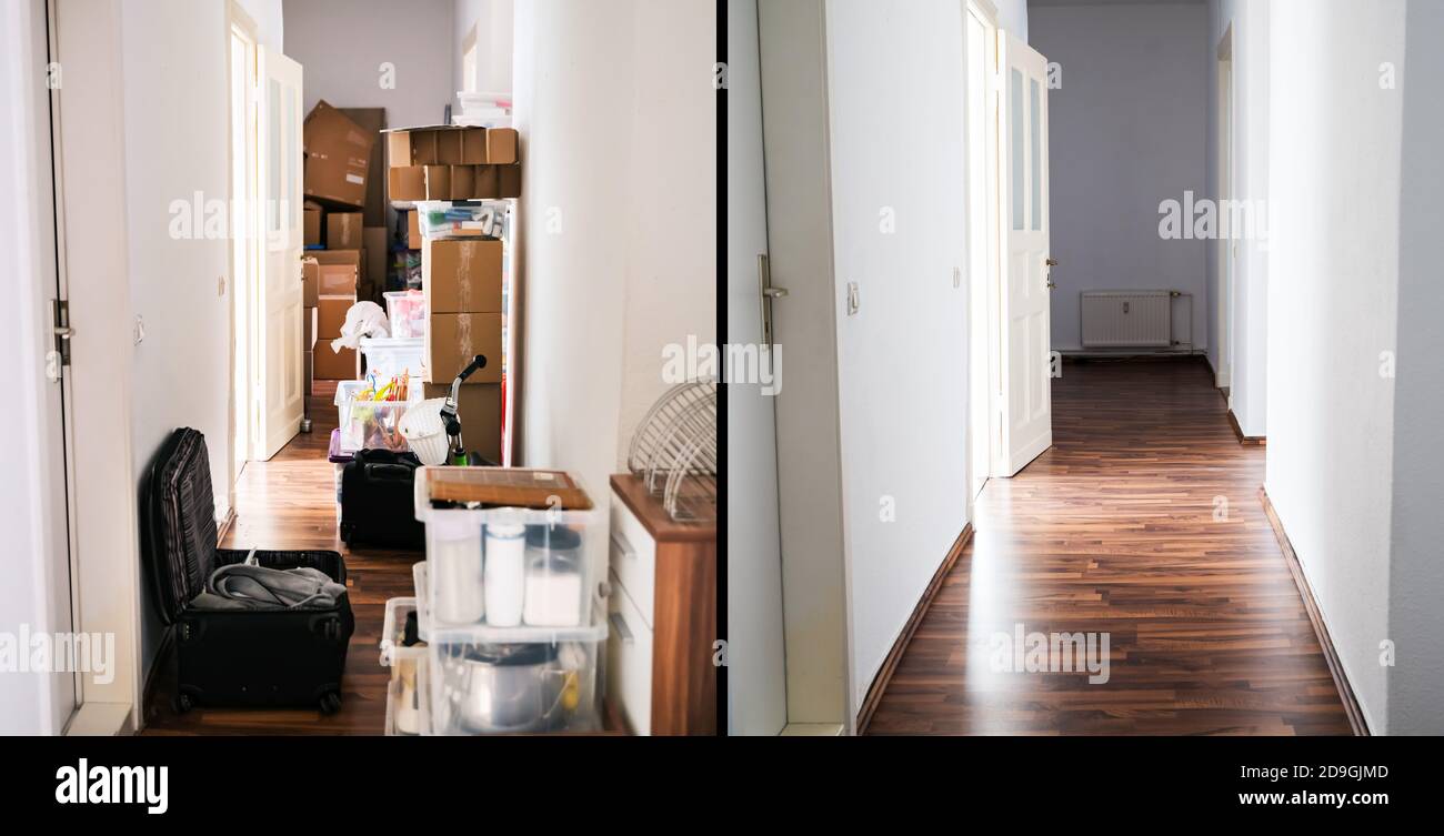 House Mess And Junk Declutter Before And After Stock Photo