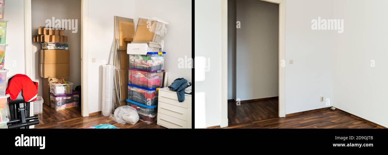 House Mess And Junk Declutter Before And After Stock Photo - Alamy
