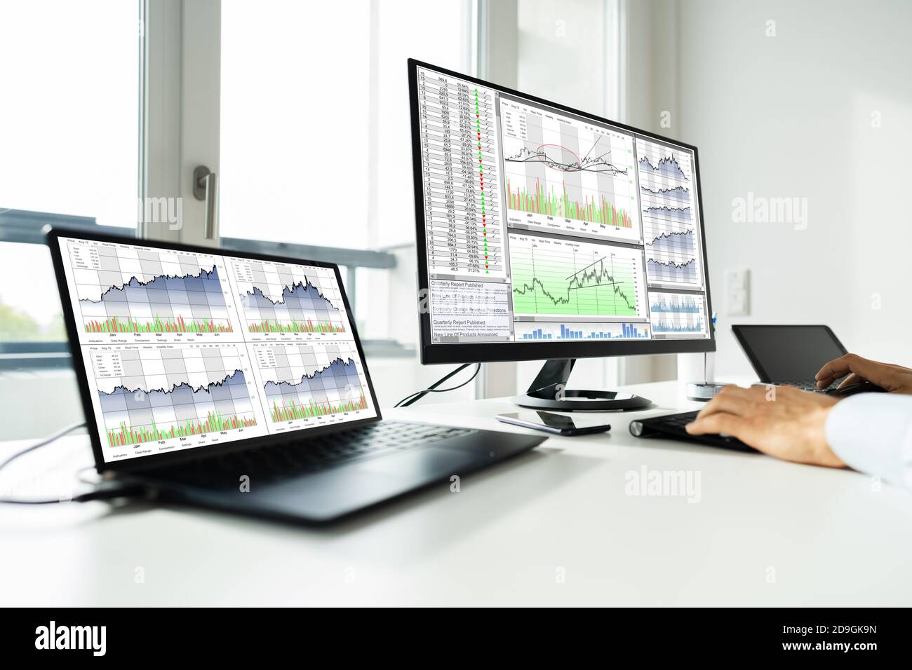 Analyst Trading Stock On Business Laptop Computer Stock Photo Alamy