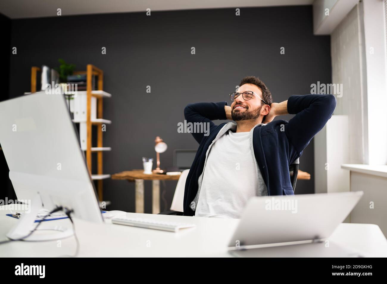 Relax And Lean Back In Office Computer Chair Stock Photo Alamy