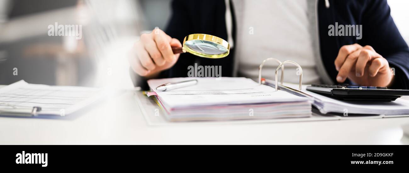 Auditor Doing Corporate Business Financial Fraud Investigation Stock Photo