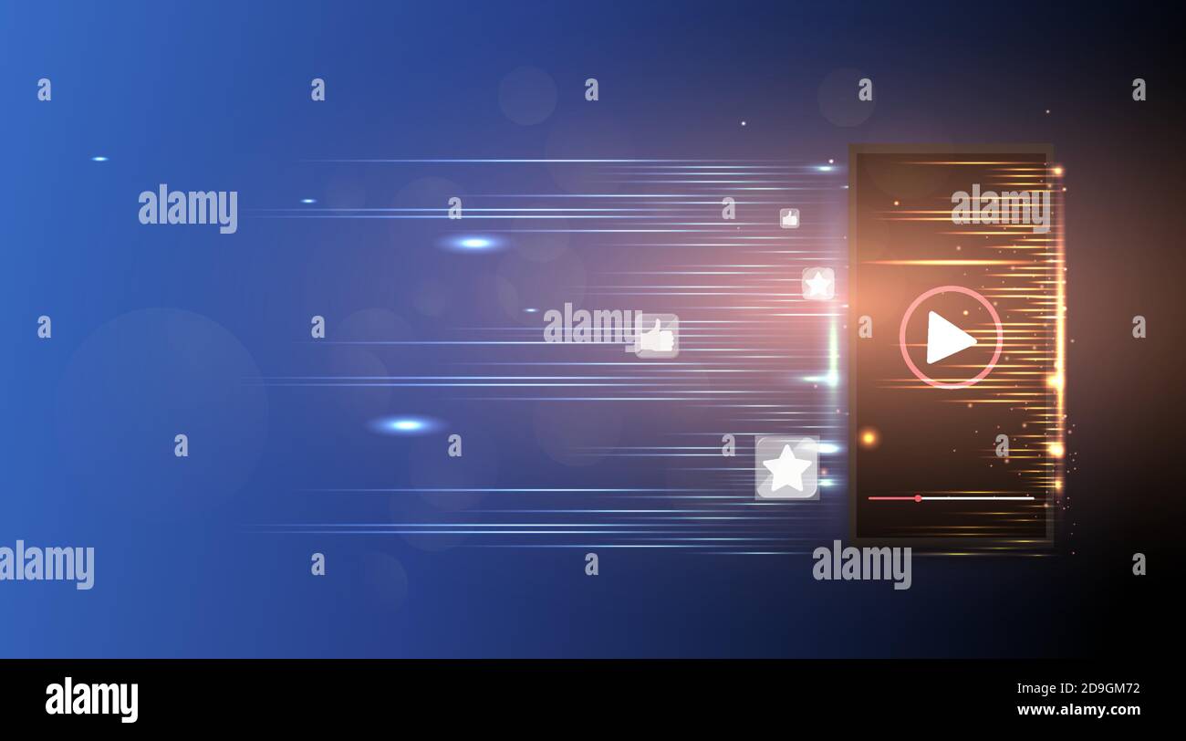 Smartphone screen play button, Streaming preview template, 3d with ...