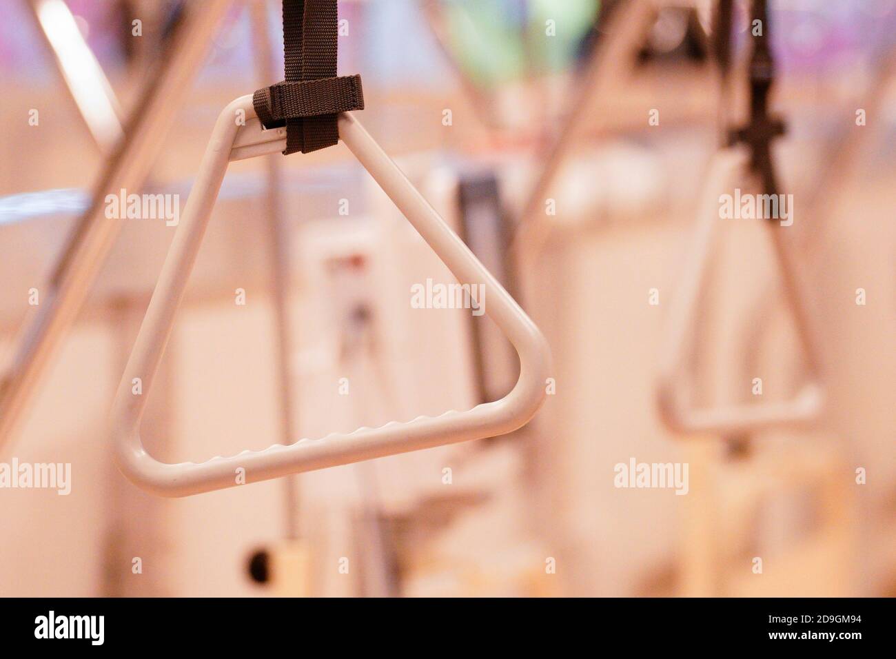 A pull up trapeze bar is seen in the temporary field hospital in the National Stadium in Warsaw, Poland on October 29, 2020. Prime Minister Mateusz Mo Stock Photo