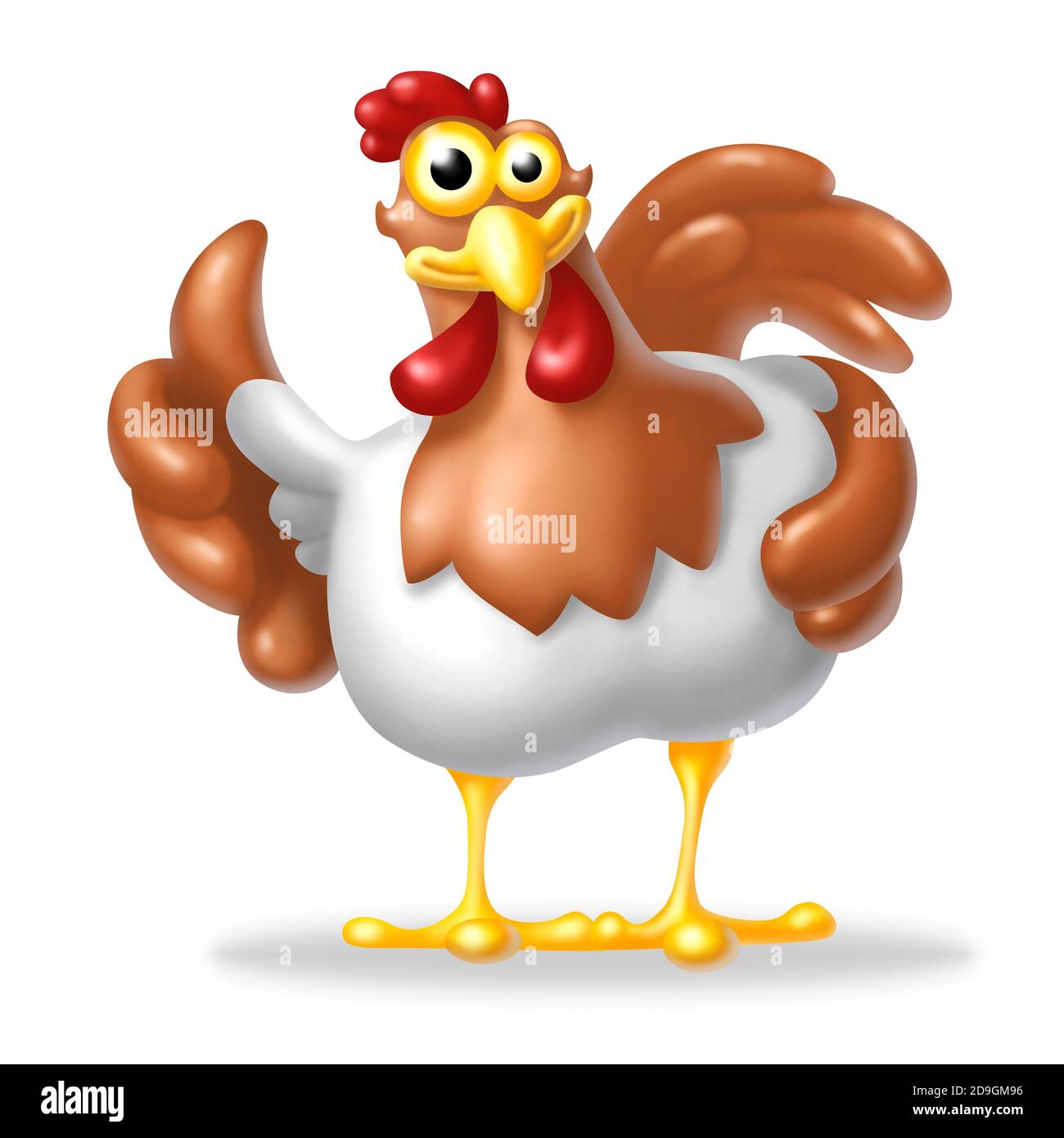 chicken cheer ok . Funny animals . 3D illustration Stock Photo