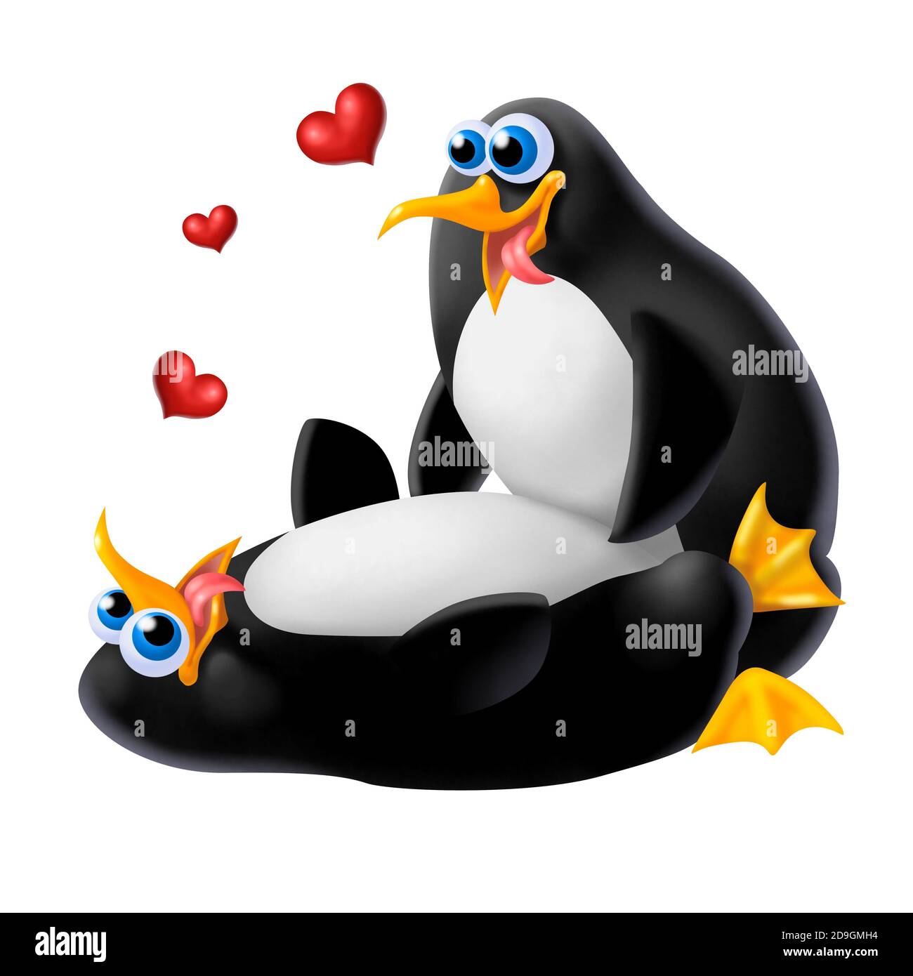 Penguin is in love . Funny animals Stock Photo