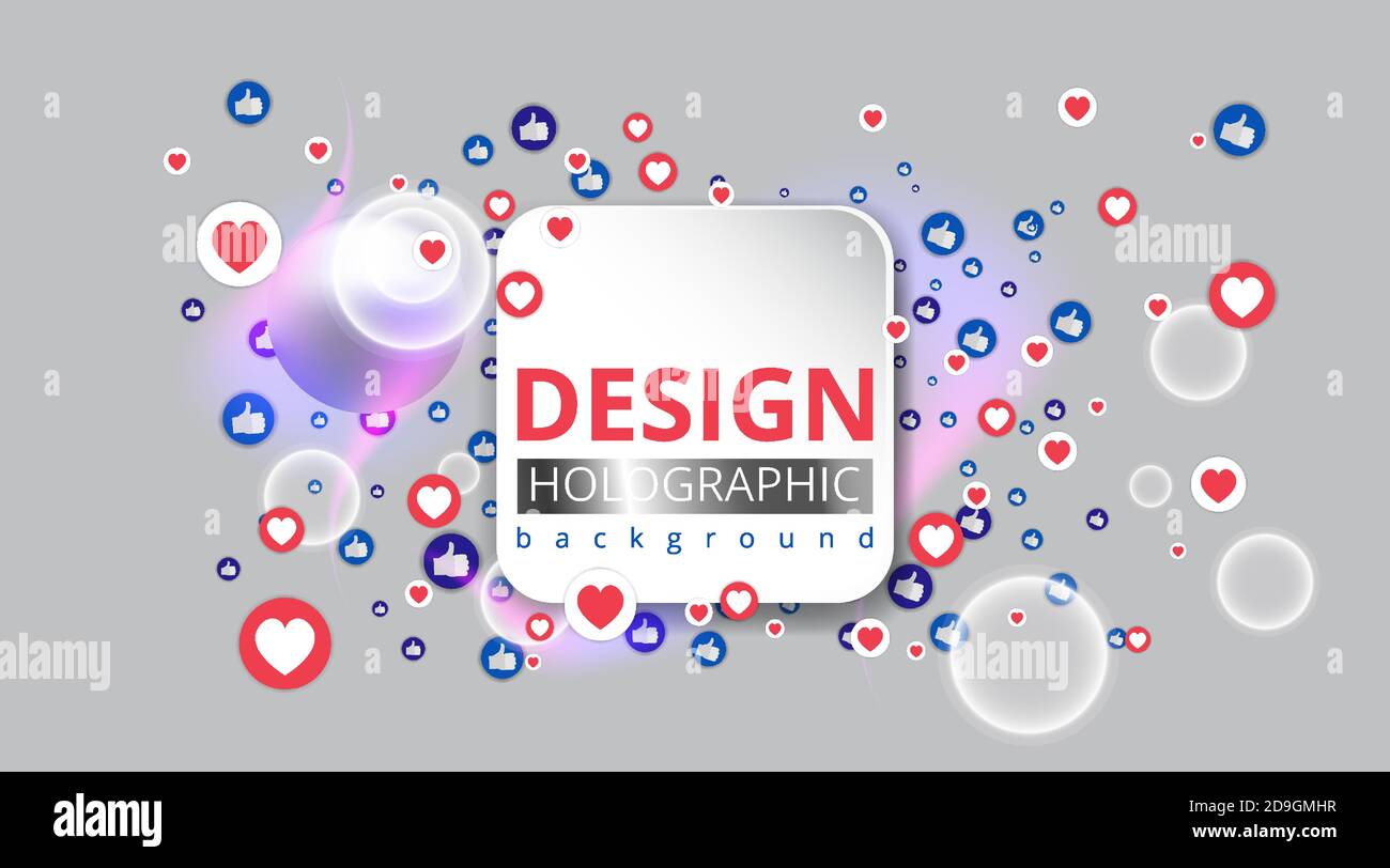 Abstraction with likes and hearts, Streaming preview template, 3d love, happy live, social media concept with media icons, chat box and , creative des Stock Vector