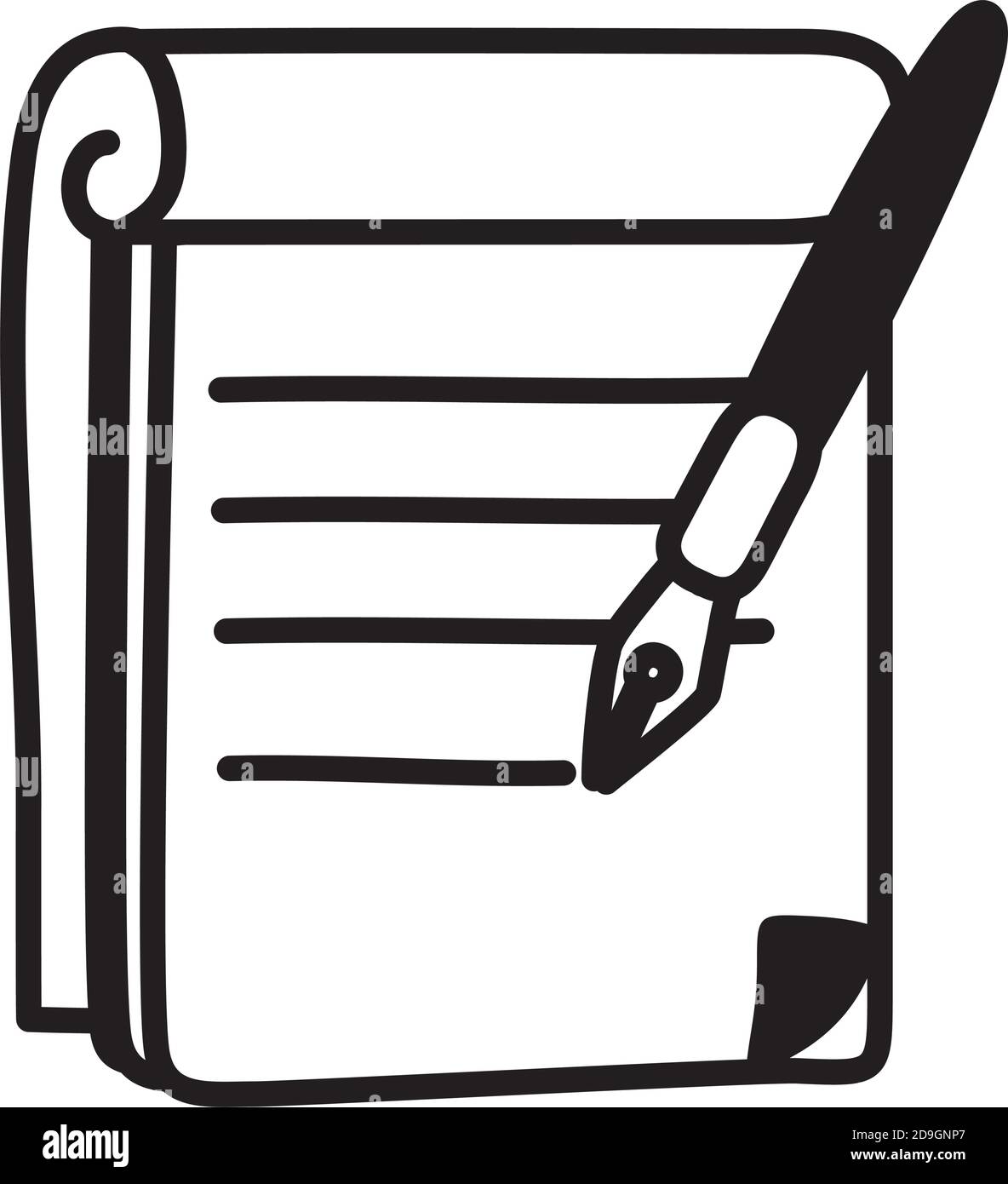 Notepad And Pen Icon Over White Background Silhouette Style Vector Illustration Stock Vector Image Art Alamy