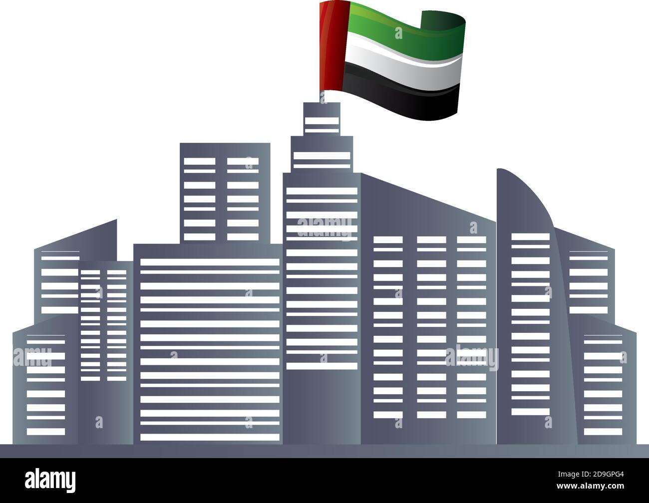 UAE National day, country city with flag in tower vector illustration ...