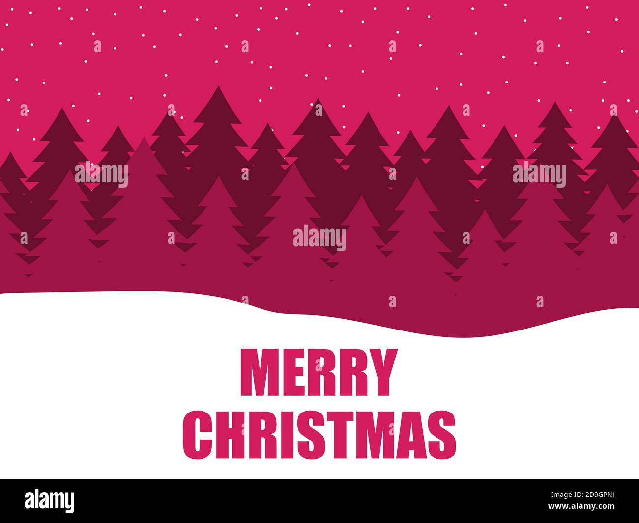 Merry Christmas. Winter landscape with fir trees and falling snow ...