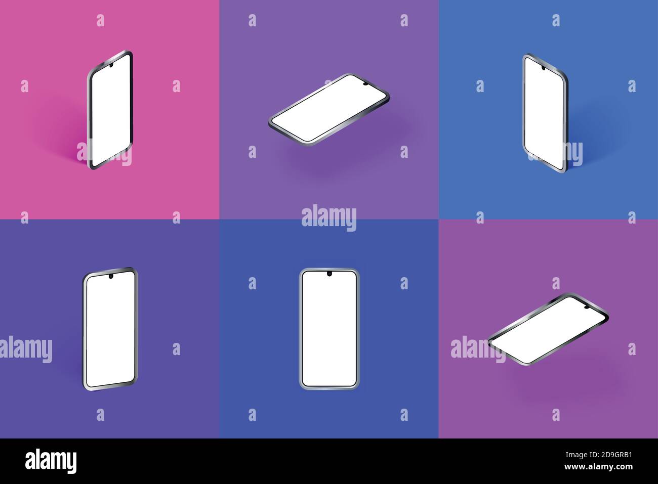 Mobile phone suitable for application promotion in different angles and different backgrounds Stock Vector